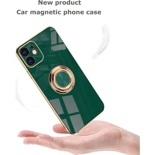 Suitable for IPhone 12 Pro Max 11 Pro Max 11 Xs Max Mobile Phone Case Electroplated Silicone Metal Ring Bracket Protective Case
