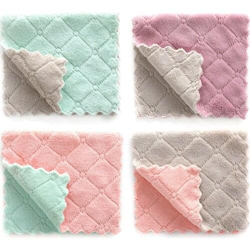 Microfiber Double-Sided Absorbent Dish Towel Thickened Lint-Free Oil-Free Kitchen Household Cleaning Towel Duster Cloth newcomer