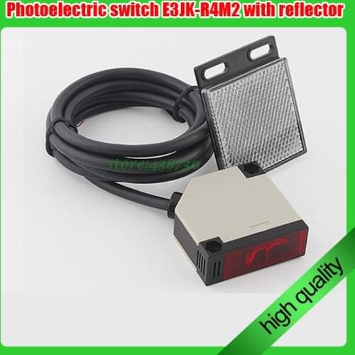 E3JK-R4M2 Retro-Reflective Dark-ON Pre-Wired Type DC 12-24V Photoelectric Sensor Switch with E39-R1 Reflector Infrared Remote