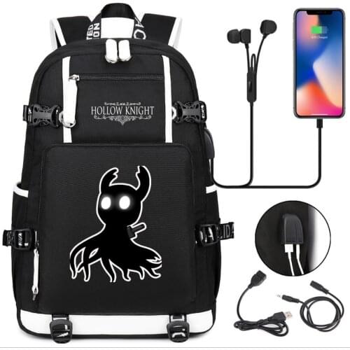 Hollow Knight the pale king canvas travel bag School Bag usb charging shoulder bag Teenagers Backpack Laptop bag rucksacks