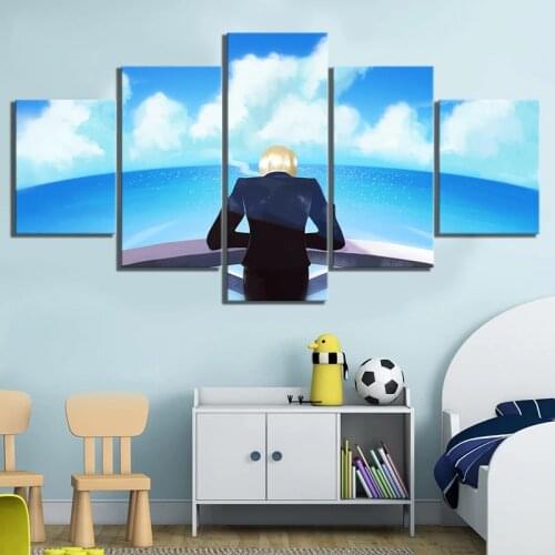 Wall Art Anime Poster 5 Pcs Straw Hat Pirate SANJI ONE PIECE Modular Prints Pictures For Bedroom Home Decoration Canvas Painting