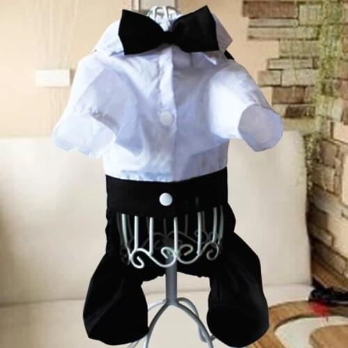 Dog Wedding Suit Boy Dog Clothes Male Dog Clothing Jumpsuit Bowtie Tuxedo Yorkie Poodle Bichon Pomeranian Schnauzer Costume Coat