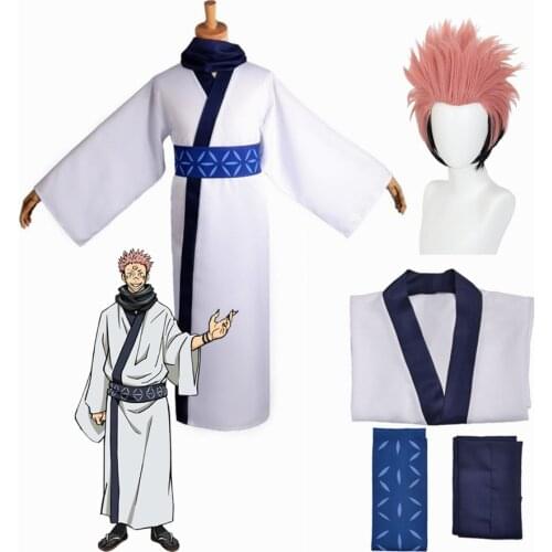 Anime Jujutsu Kaisen Ryomen Sukuna Full Set Kimono School Uniform Cosplay Costume With Wig