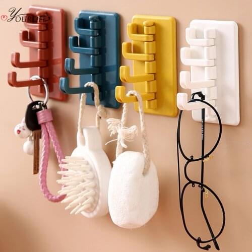 OYOURLIFE Creative Wall Mounted Can Rotate Wall Hook Family Key Hanger Kitchen Bathroom Sundries Hanger Hooks Adhesive Hook