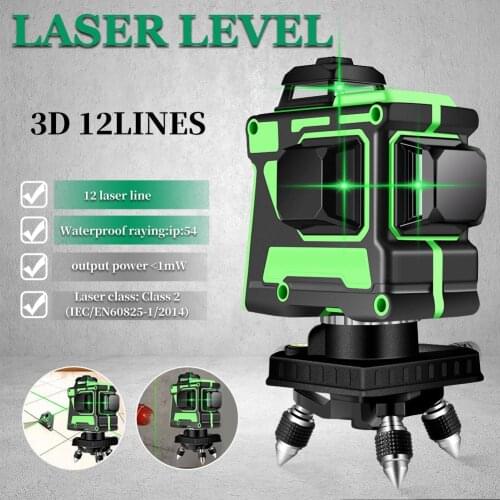 3x360-degree Laser Full Layout Infrared Level Self-Leveling Remote Control 3D Horizontal Vertical Cross-Line Leveler Beam Tool
