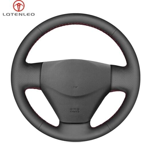LQTENLEO Black Artificial Leather Car Steering Wheel Cover For Hyundai Getz 2005-2011 Accent 2006-2011 Kia Rio Rio5 2006-2009