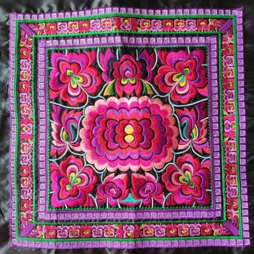 Miao stitch satin fabric embroidery patch garment bag home textile applique trim ethnic nepal tribal india boho gypsy hmong DIY