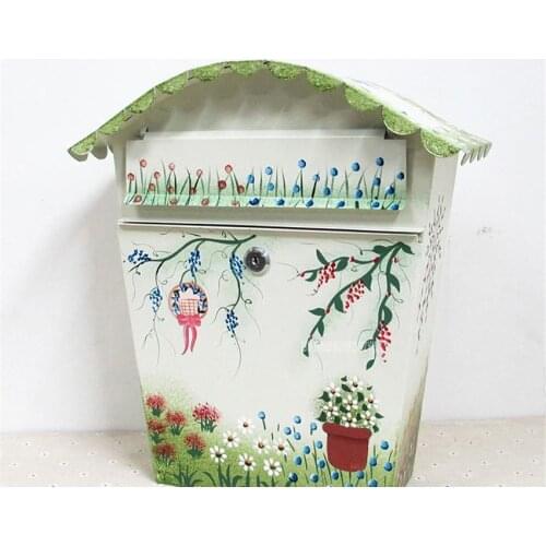 Fashion Painting Patterns Large Metal Iron Mailbox School Suggestion Box Letter Mail Box Wall Mounted Post Box