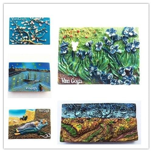 Netherlands Van Gogh 3D Painting Magnetic Refrigerator Sticker Magnet Collection Gift Fridge Magnets