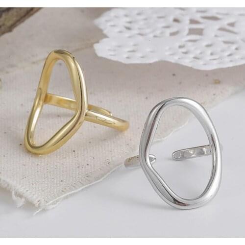 New Minimalist Irregular Hollow Ring Ellipse Gold Silver Color Geometric Ring for Women Open Rings Metal Wedding Jewelry Gift