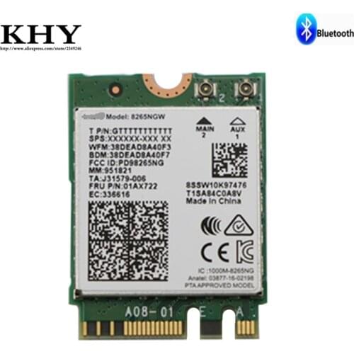 Original Wireless 8265 ac 8265NGW for ThinkPad 13 Gen 2 X1 Carbon 5th Gen E470 X1 Yoga 2nd Gen Yoga 370 FRU 01AX722