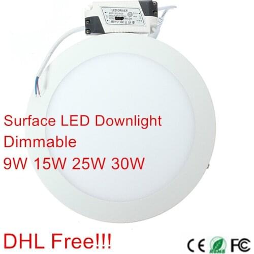 Dimmable 9W 15W 25W 30W Super Bright Round Surface LED Panel Wall Ceiling Down Light Mount Bulb Lamp for bathroom illuminate