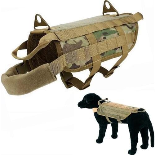 Tactical Dog Vest Outdoor Military Patrol Training Hunting Molle Vest 600D Nylon Adjustable Dog Pet Waterproof Harness Clothes