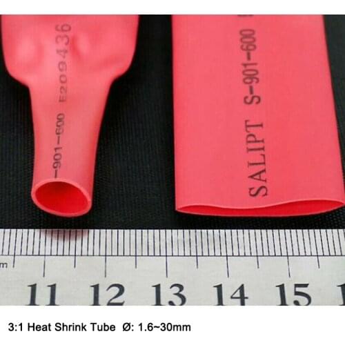 1-20Meters 3:1 1.6mm-30mm Dual Wall Heat Shrink Tube Red Ratio Adhesive Lined with Glue Tubing Wrap Wire Cable