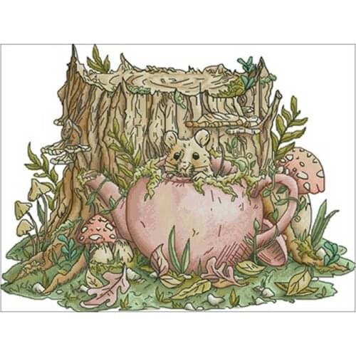 Little Mouses Tea House patterns Counted Cross Stitch 11CT 14CT 18CT DIY Chinese Cross Stitch Kits Embroidery Needlework Sets