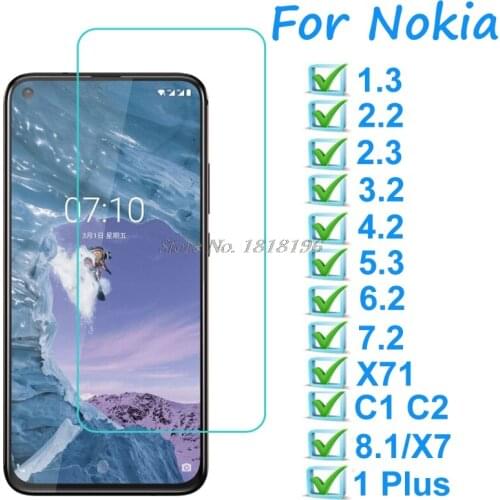 Screen Protector For Nokia 1 Plus 1.3 2.2 2.3 3.2 4.2 5.3 6.2 7.2 8.1 X71 C1 C2 Tempered Glass Explosion-proof Phone Protective