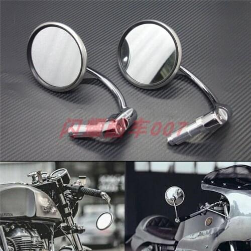 Retro Motorbike Rear View Mirror CNC Metal Circular Trapezoid Bar End Mirror for Honda Yamaha Harley Suzuki Ktm