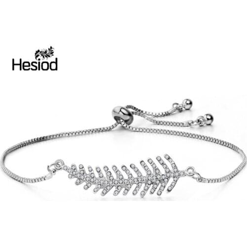Hesiod Exquisite Gold Chain Geometric Adjustable Charm Crystal Leaf Bracelet for Women Wedding Party Jewelry Gifts