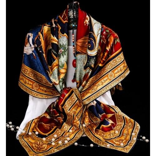 20MM Real Silk Scarf For Women Thick Large Size Big Soft Square Spring Winter Fashion Shawl Lady 100% Silk Scarf 140cm
