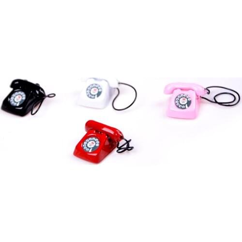 1pcs 1/12 Dollhouse Miniature Metal Phone Pretend Play Telephone Classic Toys Doll House Furniture Toys Decoration Gift for Kid