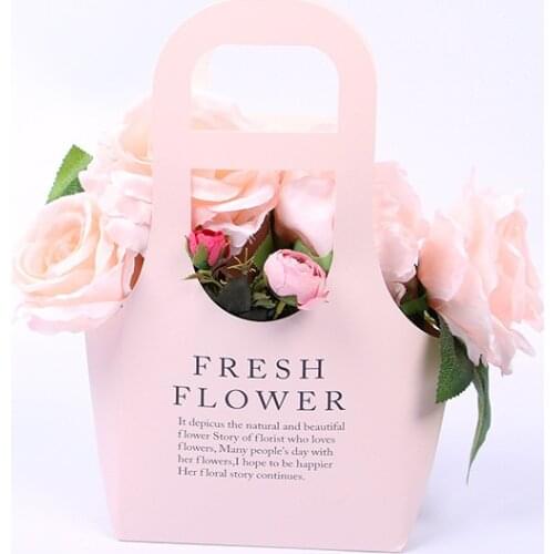 1PC Flower Box Kraft Paper Gift Pakcling Foldable DIY Supplies Tote Multifunction