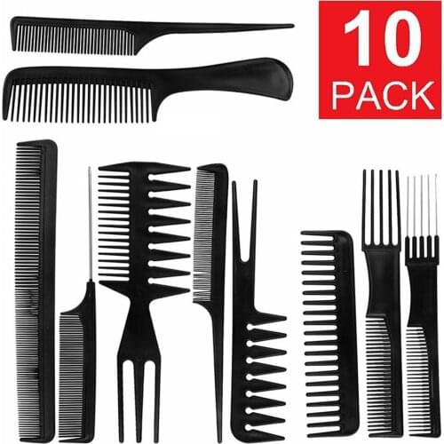 10pcs Black Hair Salon Hair Comb Suit Beauty Tools Plastic Hairbrush Generic Barber Shop Durable Hair Comb