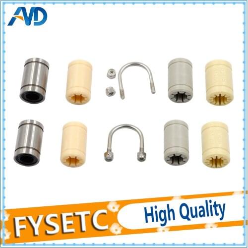 3Set Stainless Steel U-bolts + Bearing LM8UU / RJMP01-08 RJ4JP-01-08 For Prusa i3 MK2 Prusa Rework Hephestos 3D Printer Upgrade