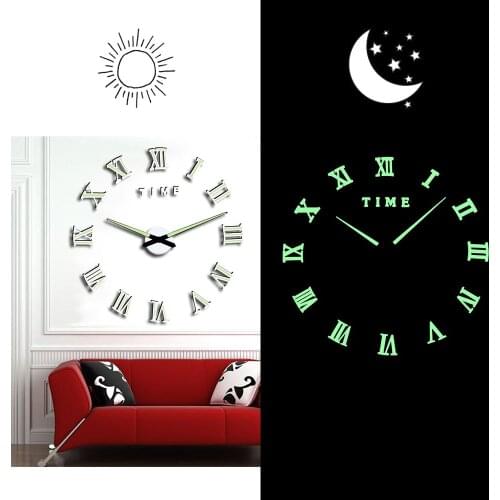 2020 3D Creative Simple Modern Home Decoration DIY Wall Clock Mute Living Room Office Wall Mounted Mirror Sticker Acrylic Quartz