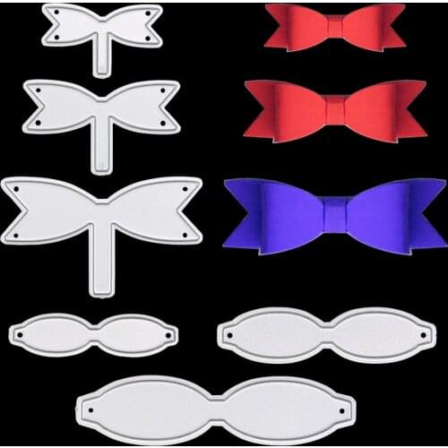 6Pcs/lot Bowknot Bows DIY Decoration Greeting Card Decoration Metal Cutting Dies Stencils Embossing Folder Cut