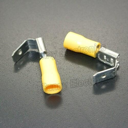Freeship 500x Insulated Yellow Spade Piggyback Crimp Terminals- Electrical Feed or Splice