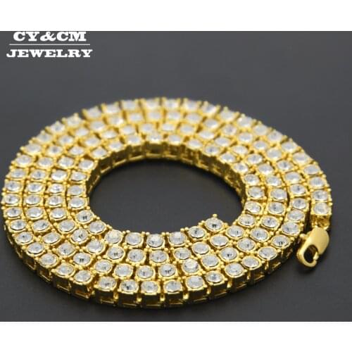 5mm Mens Hip Hop Bling Bling Iced Out Tennis Chains 1 Row Necklaces Luxury Brand Gold Silver Color Men Chain Fashion Jewelry