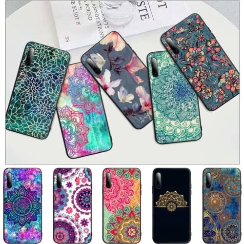 Mandala Lace Flower Black Silicone Mobile Phone Cover For Huawei Y6 Y7 Y9 Prime 2019 Y9s Mate 10 20 40 Pro Lite Nova 5t Case
