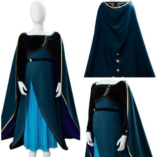 Kids Anna Dress Cosplay Costume Girls Snow Queen Princess Long Dress Gown Cloak Outfits Halloween Carnival Party Suit