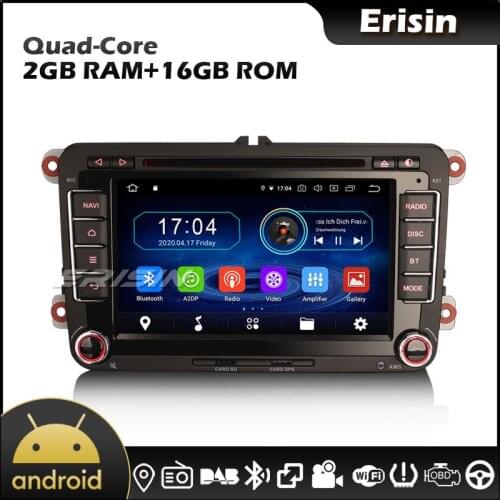 Erisin 5948 7" Android 10.0 GPS WiFi BT OBD Carplay Car Radio for VW Amarok Bora Caddy EOS Golf Jetta Passat Polo Tiguan Touran