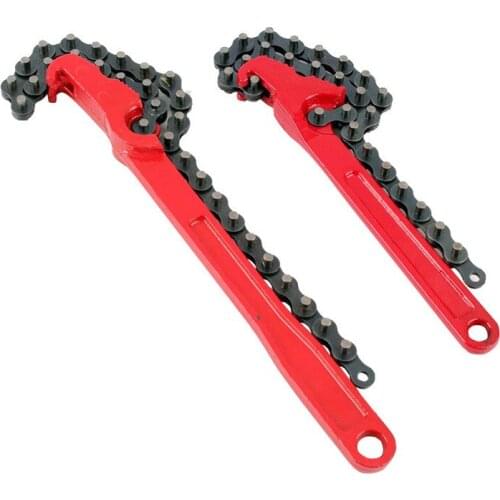 1pc 8"12" Auto reparing Tool Chain Type Filter Wrench Engine Box Spanner red High-carbon steel belt Open bottle car Removal Tool