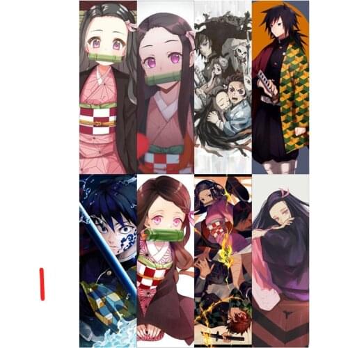 8pcs Kimetsu no Yaiba Anime Bookmarks Waterproof Transparent PVC Plastic Bookmark Beautiful Book Marks Gift