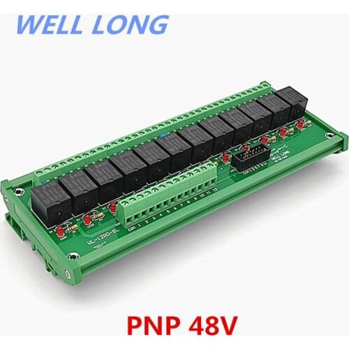 DIN Rail Mount 12 Channel PNP Type 48V 15A Power Relay Interface Module,HF JQC-3FF-48V-1ZS Relay