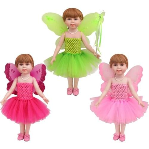 18 inch Girls doll dress American newborn Elf costume wings magic wand Baby toys fit 43 cm baby dolls c778