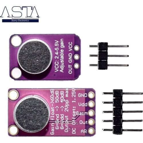 MAX9814 Microphone AGC Amplifier Board Sound Sensor Module Auto Gain Control Attack for Arduino MAX4466 PCB Board Diy Kit