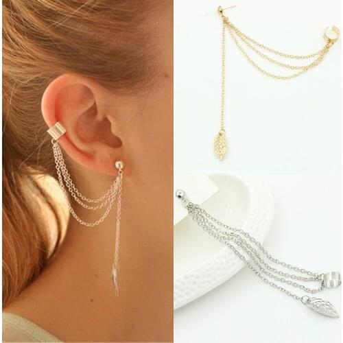 Fashion Gold Star Leaves Non-Piercing Ear Clip Earrings For Women Simple Fake Cartilage Ear Cuff Jewelry Clip Accessories