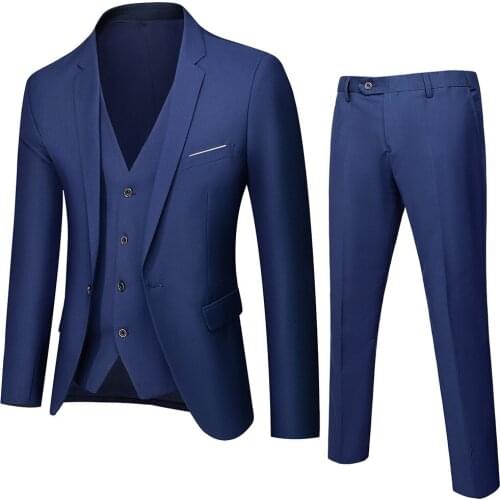 Mens suit sets Blazer+Vest+Pants 3-piece set wedding party dress Office business suits men Slim 12 colors mens suit classic