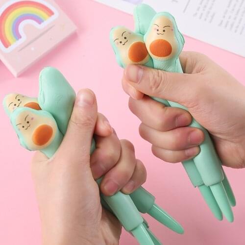 1 Pcs Avocado Soft Gel Pen Venting Decompression Pinch Pen 0.38mm Black Writing Office School Stationery Supply