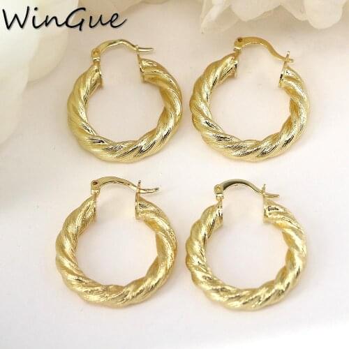 Unusual Twisted Circle Hoop Earring for Women Thick Geometric Gold-color Earrings Korean Fashion Jewelry