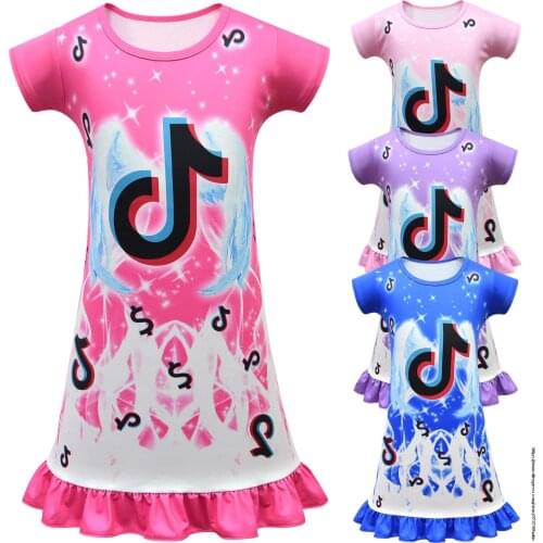 Fashion 2021 new Tik Tok Children Dress Print Summer Princess Dress Girls Kids Tik Tok Vest Children Clothes