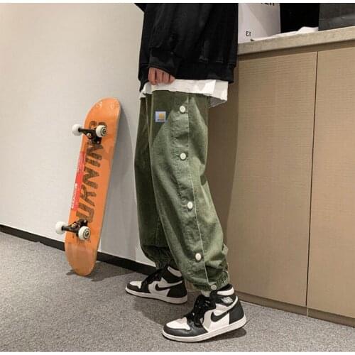 2021 Spring And Winter New Mens Corduroy Double-Breasted Casual And Comfortable High Street Japanese Fresh Loose Leggings