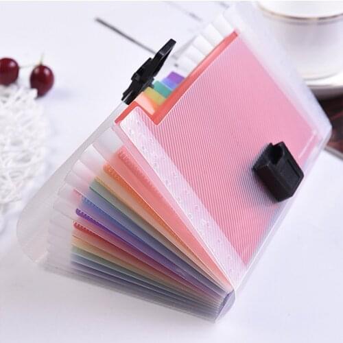 New A6 Mini 13 Pockets Portable Storage Clip With Buckle Expanding File Folder Rainbow Document Organiser Multicolor Wallet Case
