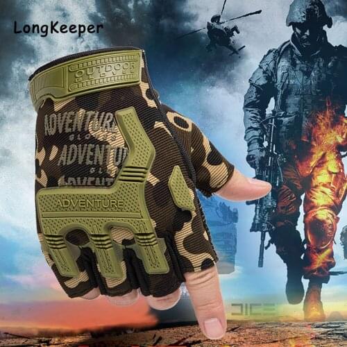 Outdoor Fingerless Tactical Gloves Military Army Shooting Hiking Climbing Cycling Gym Riding Anti-Skid Glove Male Combat Mittens