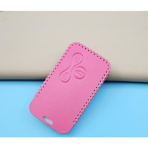 Pink Leather Protective Cover With 3 Buttons Car Key Case For Renault Clio Logan Megane 2 3 Koleos Scenery Card Protect Shell