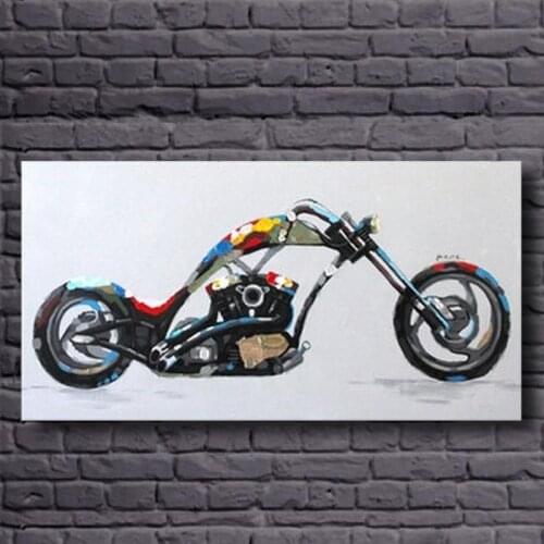 Hand Painted Oil Painting Modern Abstract Home Decor Painting Calligraphy Miraculous Motorcycle for Boys Room Decor Unframed