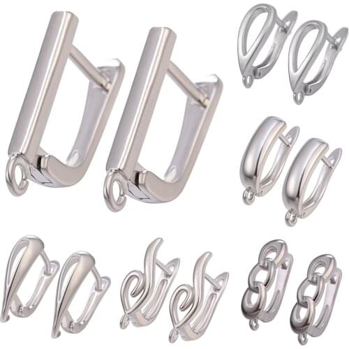 Silver/Gold Earrings Hook For DIY Jewelry Accessories Copper Metal Earring Findings Women Handmade Pearls Earring Hook Supplies